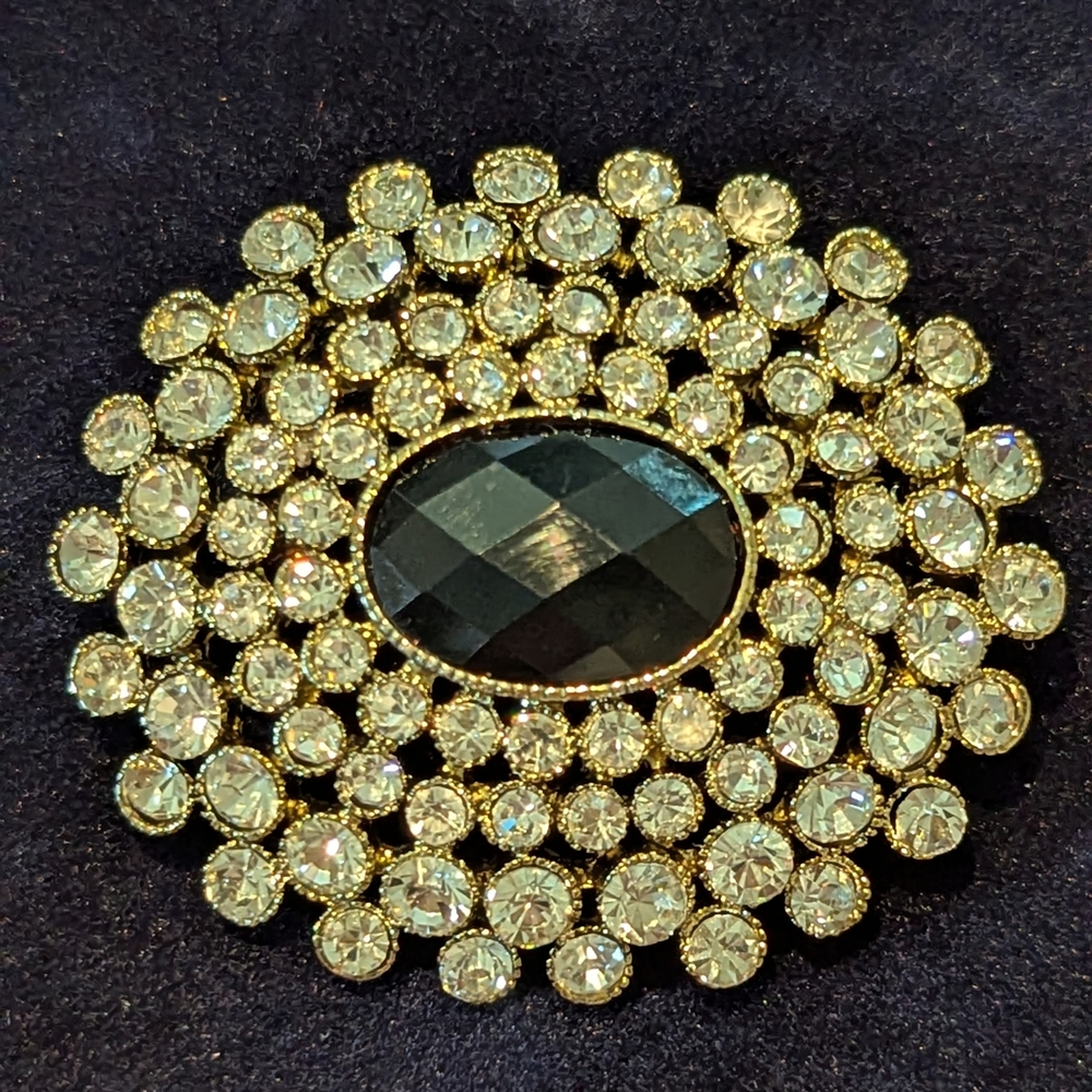 Elegant Gold and Black Brooch
